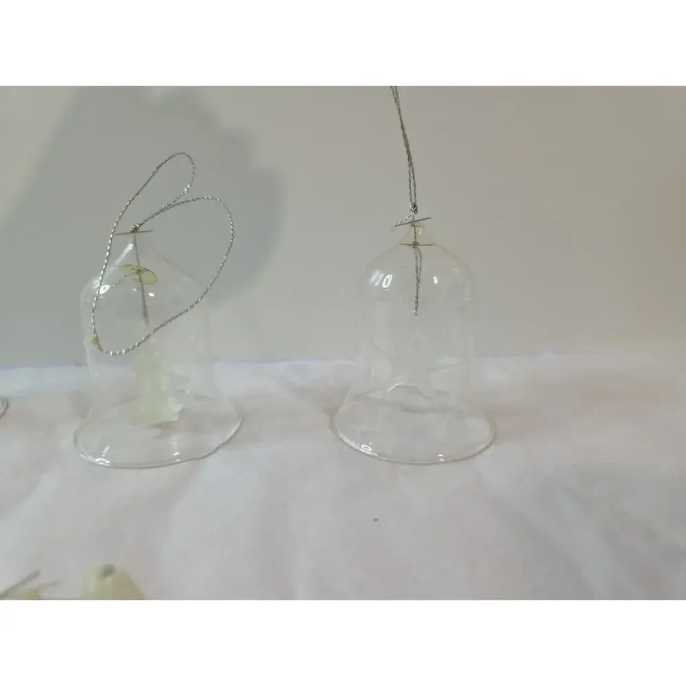 Vintage Christmas Ornaments Frosty Sparkly Icicles & 4 Glass Bells Star Angel